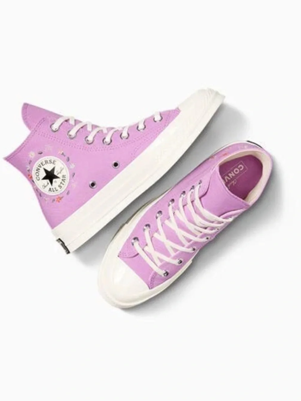 Converse Chuck 70 High Tops “Little Flowers” Grape Fizz Women’s Sz 9.5/Mens 7.5 - Picture 5 of 11